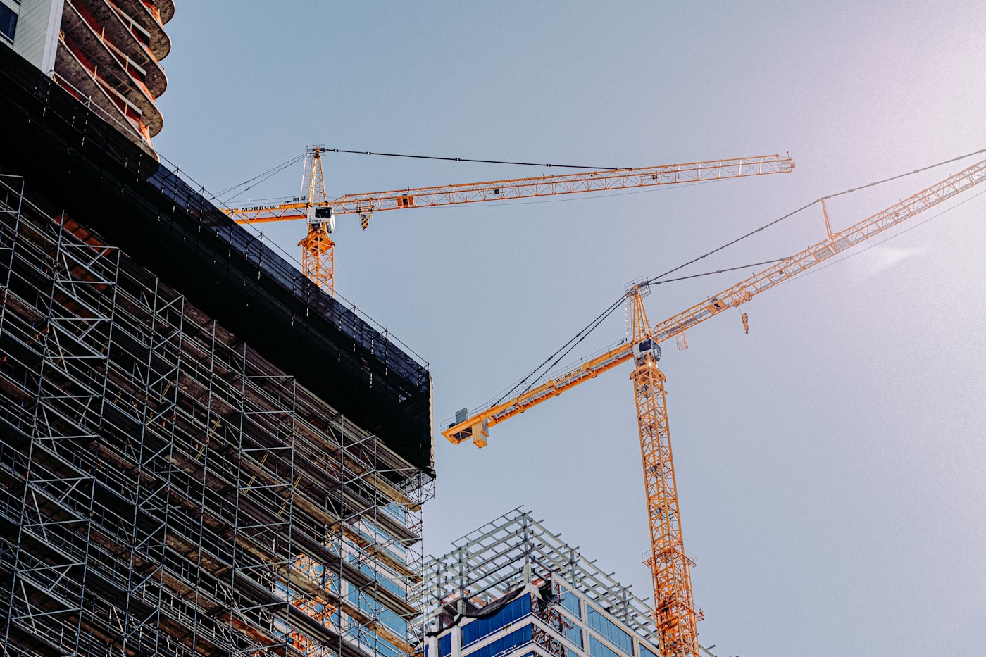 Excavator and heavy equipment working on an active construction site